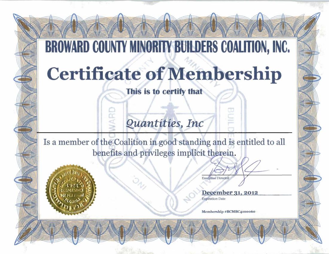 Broward Minority Builders Coalition membership